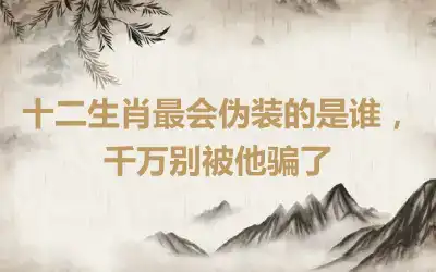 十二生肖最会伪装的是谁，千万别被他骗了