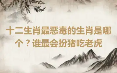 十二生肖最恶毒的生肖是哪个？谁最会扮猪吃老虎