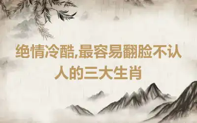 绝情冷酷,最容易翻脸不认人的三大生肖