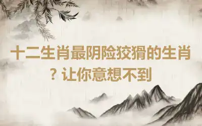 十二生肖最阴险狡猾的生肖? 让你意想不到