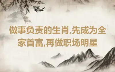 做事负责的生肖,先成为全家首富,再做职场明星