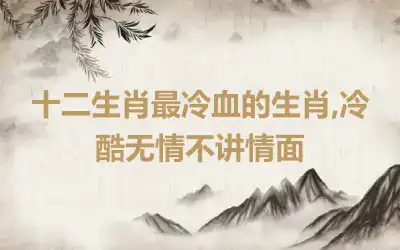 十二生肖最冷血的生肖,冷酷无情不讲情面