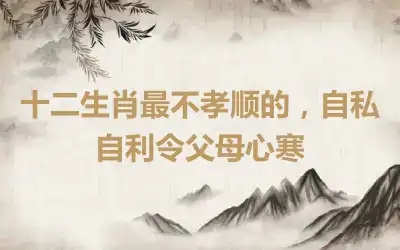 十二生肖最不孝顺的，自私自利令父母心寒