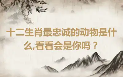 十二生肖最忠诚的动物是什么,看看会是你吗？