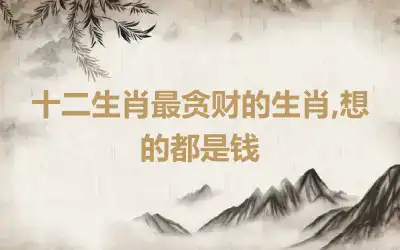 十二生肖最贪财的生肖,想的都是钱