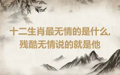 十二生肖最无情的是什么,残酷无情说的就是他