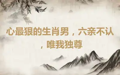 心最狠的生肖男，六亲不认，唯我独尊