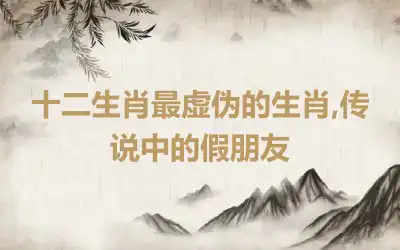 十二生肖最虚伪的生肖,传说中的假朋友