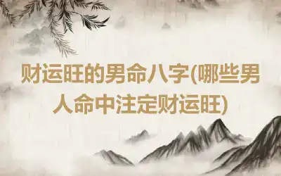 财运旺的男命八字(哪些男人命中注定财运旺)