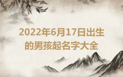 2022年6月17日出生的男孩起名字大全