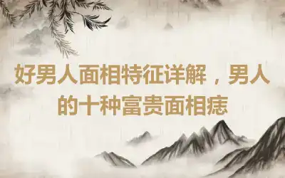 好男人面相特征详解，男人的十种富贵面相痣