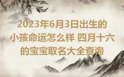 2023年6月3日出生的小孩命运怎么样 四月十六的宝宝取名大全查询