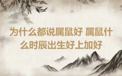 为什么都说属鼠好 属鼠什么时辰出生好上加好