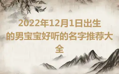 2022年12月1日出生的男宝宝好听的名字推荐大全