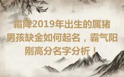 霜降2019年出生的属猪男孩缺金如何起名，霸气阳刚高分名字分析！