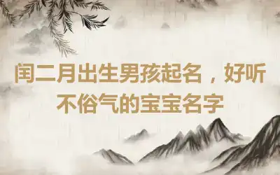 闰二月出生男孩起名，好听不俗气的宝宝名字