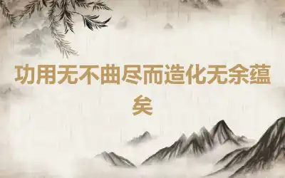 功用无不曲尽而造化无余蕴矣