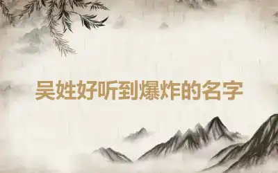 吴姓好听到爆炸的名字