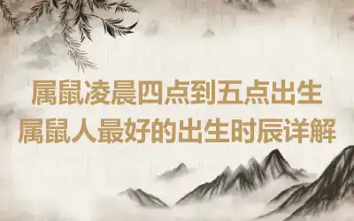 属鼠凌晨四点到五点出生 属鼠人最好的出生时辰详解