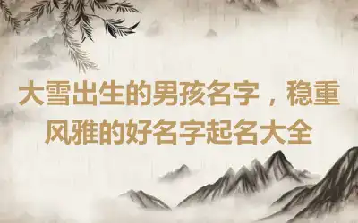 大雪出生的男孩名字，稳重风雅的好名字起名大全