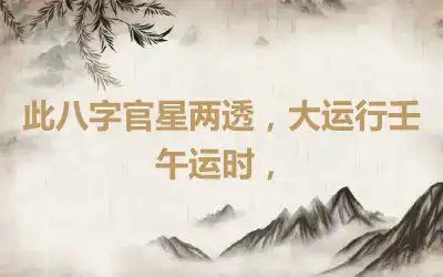 此八字官星两透，大运行壬午运时，