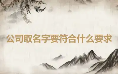 公司取名字要符合什么要求