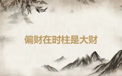 偏财在时柱是大财