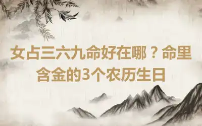 女占三六九命好在哪？命里含金的3个农历生日