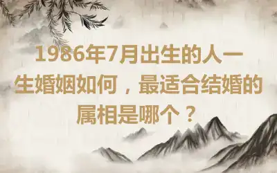 1986年7月出生的人一生婚姻如何，最适合结婚的属相是哪个？