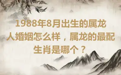 1988年8月出生的属龙人婚姻怎么样，属龙的最配生肖是哪个？