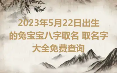 2023年5月22日出生的兔宝宝八字取名 取名字大全免费查询