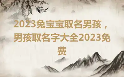 2023兔宝宝取名男孩，男孩取名字大全2023免费