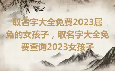 取名字大全免费2023属兔的女孩子，取名字大全免费查询2023女孩子