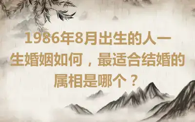 1986年9月出生的人一生婚姻如何，最适合结婚的属相是哪个？