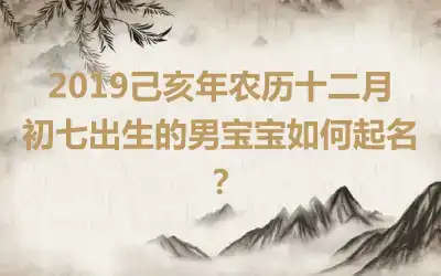 2019己亥年农历十二月初七出生的男宝宝如何起名？