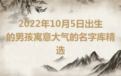 2022年10月5日出生的男孩寓意大气的名字库精选