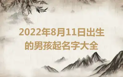 2022年8月11日出生的男孩起名字大全