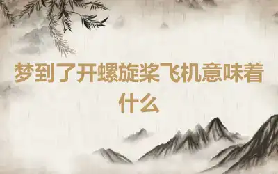 梦到了开螺旋桨飞机意味着什么