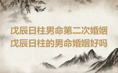 戊辰日柱男命第二次婚姻 戊辰日柱的男命婚姻好吗