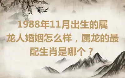 1988年11月出生的属龙人婚姻怎么样，属龙的最配生肖是哪个？