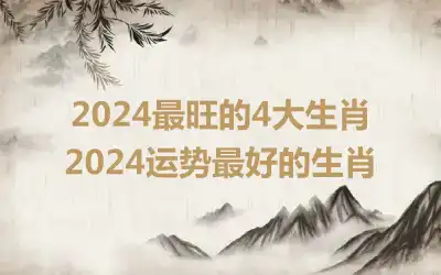 2024最旺的4大生肖 2024运势最好的生肖