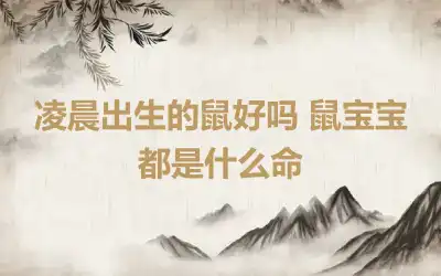 凌晨出生的鼠好吗 鼠宝宝都是什么命