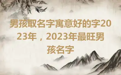 男孩取名字寓意好的字2023年，2023年最旺男孩名字