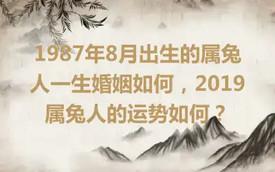 1987年8月出生的属兔人一生婚姻如何，2019属兔人的运势如何？