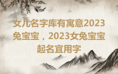 女儿名字库有寓意2023兔宝宝，2023女兔宝宝起名宜用字