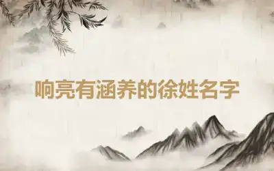 响亮有涵养的徐姓名字