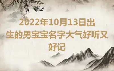 2022年10月13日出生的男宝宝名字大气好听又好记