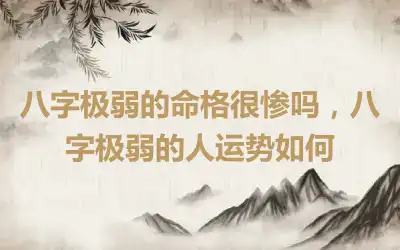 八字极弱的命格很惨吗，八字极弱的人运势如何