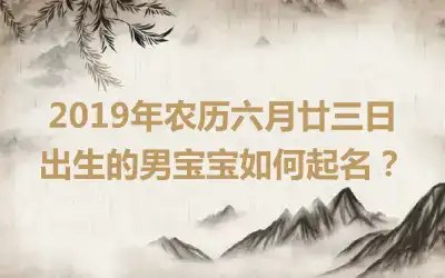 2019年农历六月廿三日出生的男宝宝如何起名？