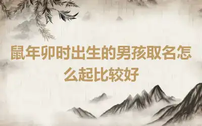 鼠年卯时出生的男孩取名怎么起比较好